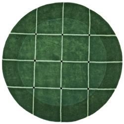 Hand tufted Grid Green Geometric Wool Rug (8 Round)