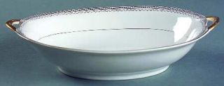 Noritake Keyboard 9 Oval Vegetable Bowl, Fine China Dinnerware   Black Greek Ke