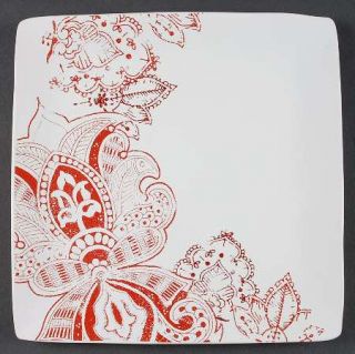 Jaclyn Smith Zanzibar Dinner Plate, Fine China Dinnerware   Red Paisley Floral O