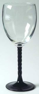 Unknown Crystal Unk5636 Water Goblet   Clear Bowl,Black Twist Stem