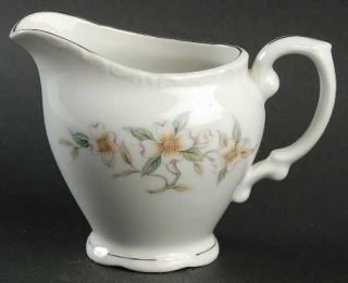 Norleans Dogwood Bouquet Creamer, Fine China Dinnerware   White Flowers, Green L