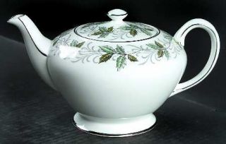 Tuscan   Royal Tuscan Rondeley Teapot & Lid, Fine China Dinnerware   Aqua/Green/