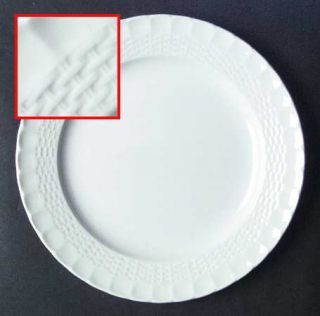Pontessa Pnt2 Dinner Plate, Fine China Dinnerware   White Basket Weave,  Scallop