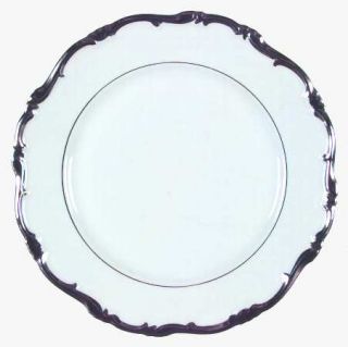 Hertel Jacob Adonis Dinner Plate, Fine China Dinnerware   Wide Platinum Trim,Pla