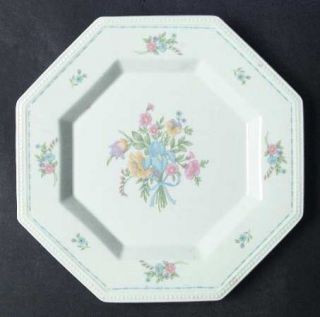 Fairfield Hampton Dinner Plate, Fine China Dinnerware   Pastel Bouquet, Blue Rib