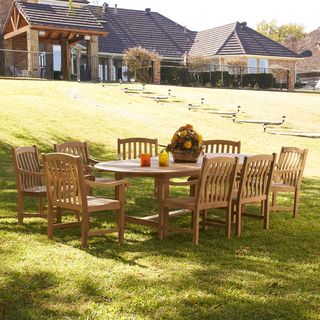 Upton Home Manorhill Teak Outdoor Dining Table 9 piece Set