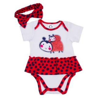 Gerber Newborn Girls Ladybug Bodysuit and Headband Set   Red/White 3 6 M