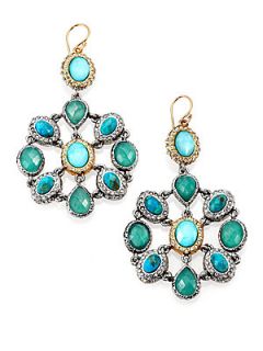 Alexis Bittar Chrysocolla, Chrysoprase & Turquoise Mosaic Drop Earrings   Blue 
