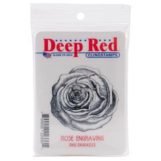 Deep Red Cling Stamp 2.1 X2.1   Rose Engraving