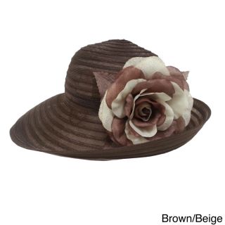 Swan Hat Womens Organza Packable Bucket Hat With Floral Applique (100 percent polyester (Organza Ribbon)Click here to view our hat sizing guide)