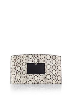 Reed Krakoff Atlantique Leather Trimmed Snakeskin Pouch   Black White