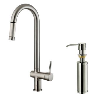 Vigo Stainless steel Single handle Pull out Kitchen Faucet With Soap Dispenser