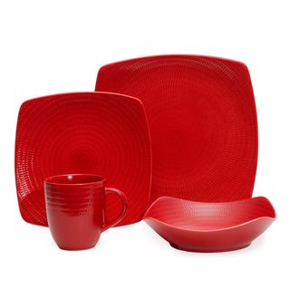 Red Vanilla Red Rice 16 piece Dinnerware Set (RedMaterials StonewareDishwasher safeService for Four (4) Number of pieces in set 16Style ContemporaryCasual chinaMicrowave safeOven safe to 200 degrees Model HN800 016Set IncludesFour (4) 10 inch dinner