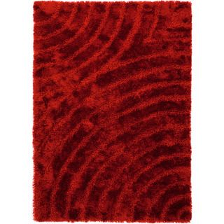 Hand woven Shags Abstract Pattern Red/ Orange Rug (2 X 3)