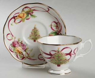 Royal Albert Old Country Roses Christmas Tree Footed Cup & Saucer Set, Fine Chin