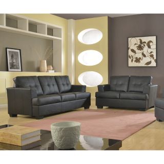 Nova 2 piece Black Bonded Leather Modern Sofa And Loveseat