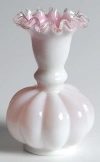 Fenton Peach Crest 5 Flower Vase   Peach/White,Crystal Edge