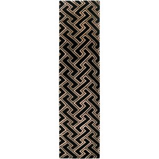 Hand knotted Southerndowns Black Basketweave Wool Rug (26 X 10)