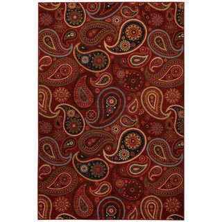 Rubber Back Red Paisley Floral Non skid Area Rug (33 X 5)