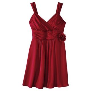 TEVOLIO Womens Satin V Neck Dress with Removable Flower   Spotlight Red   4