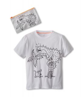 Stella McCartney Kids Goldie Girls S/S Dino Coloring Tee Girls T Shirt (White)