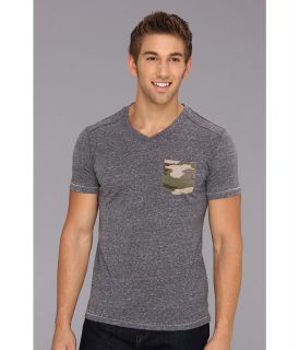 Fresh Brand S/S Contrast Chest Pocket V Neck Mens T Shirt (Navy)