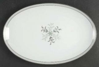 Noritake Lucille 14 Oval Serving Platter, Fine China Dinnerware   Gray/Green Ba