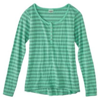 Mossimo Supply Co. Juniors Long Sleeve Henley   Tropic Green S(3 5)