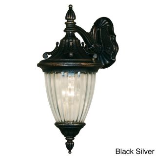 Z lite Medium Outdoor Wall Light (AluminumFixture finish options Black gold, black, black silver Shade Ribbed semi clear glassNumber of lights One (1)Requires one (1) 100 watt medium base bulb (not included)Dimensions 20 inches high x 9 inches wide x 