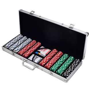500 Dice Striped Poker Chips With Case And Buttons