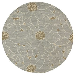 Hand tufted Zoe Grey Floral Wool Rug (79 Round)