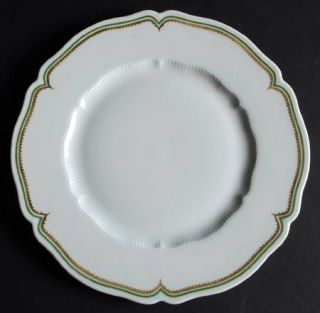Haviland Centelle Salad Plate, Fine China Dinnerware   France, Green & Goldbands