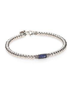 John Hardy Bedeg Sterling Silver & Blue Sapphire Beaded Bracelet   Blue