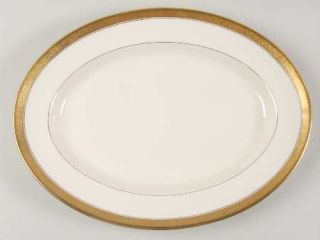 Pickard Athenian 15 Oval Serving Platter, Fine China Dinnerware   Gold Encruste