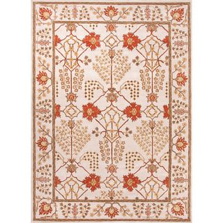 Hand tufted Transitional Oriental Pattern Ivory Rug (36 X 56)