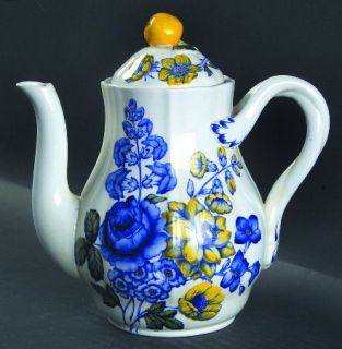 Spode Blue Flowers Coffee Pot & Lid, Fine China Dinnerware   Blue&Yellow Flowers