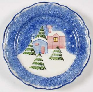 Marketplace Mrk2 Dinner Plate, Fine China Dinnerware   Blue Sponge,Snow Scene,Sc