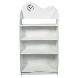 Kids Shelving Unit Childrens White Scalloped Backed Bookcase with Clock