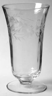 Unknown Crystal Unk7003 8 Oz Footed Tumbler   Clear,Gray Cut Floral,Optic