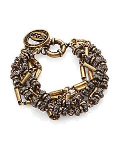 Giles & Brother Crystal Antiqued Multi Chain Bracelet   Copper