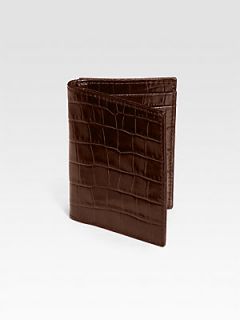 Graphic Image Leather Credit Card Case   Brown