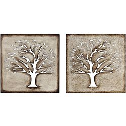 Wood Crafted Tree Wall Art (set Of 2) (SmallSubject AbstractImage dimensions 16 inches high x 16 inches wide x 1.2 inches deep )