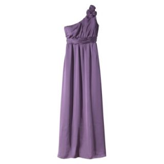 TEVOLIO Womens Satin One Shoulder Rosette Maxi Dress   Plum Spice   6