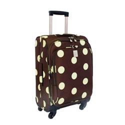 Jenni Chan Dots Green And Brown 21 inch Carry on Spinner Upright (PolyesterExterior dimensions 20 inches high x 9 inches wideDepth 14 inches deepWeight 8.2 poundsCarrying strap/handle YesWheel type Four (4) spinner wheels)