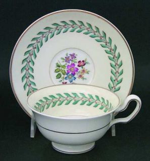 Wedgwood Woodstock Gold Trim Footed Cup & Saucer Set, Fine China Dinnerware   Go