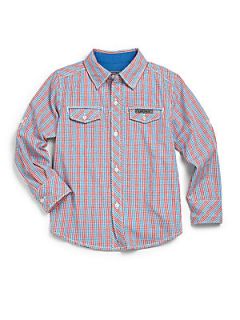 DKNY Toddlers & Little Boys City Skate Check Shirt   Pink Blue