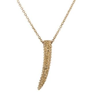 Textured Horn Long Necklace   Gold