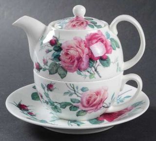 Roy Kirkham English Rose (Ribbed, No Trim) Tea for One (Stacking Teapot w/Cup &