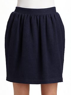 Gathered Linen/Cotton Skirt   Navy
