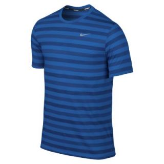 Nike Dri FIT Touch Tailwind Short Sleeve Striped Mens Running Shirt   Military